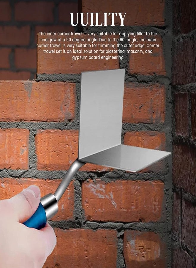 Serplex مجموعة أدوات زوايا الجدران الجافة من سيربلكس®، قطعتان، مجرفة زوايا خارجية وداخلية للجدران الجافة مقاس 3 بوصات، مجرفة زوايا خارجية وداخلية من الفولاذ المقاوم للصدأ للجدران الجبسية، مناسبة لتجصيص الخرسانة. - Image 5